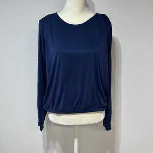 Mixed Threads Top Sz M Navy Blue Long Sleeve Stretch Cold Shoulder Stitch Fix